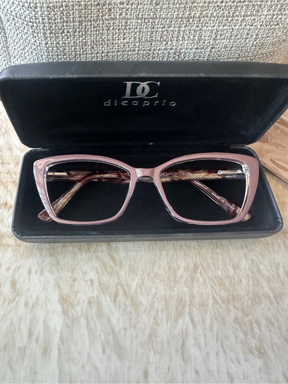 NEW MODERN OPTICAL STIRRING TAUPE CRYSTAL RED SWIRL EYEGLASSES 54-17-145